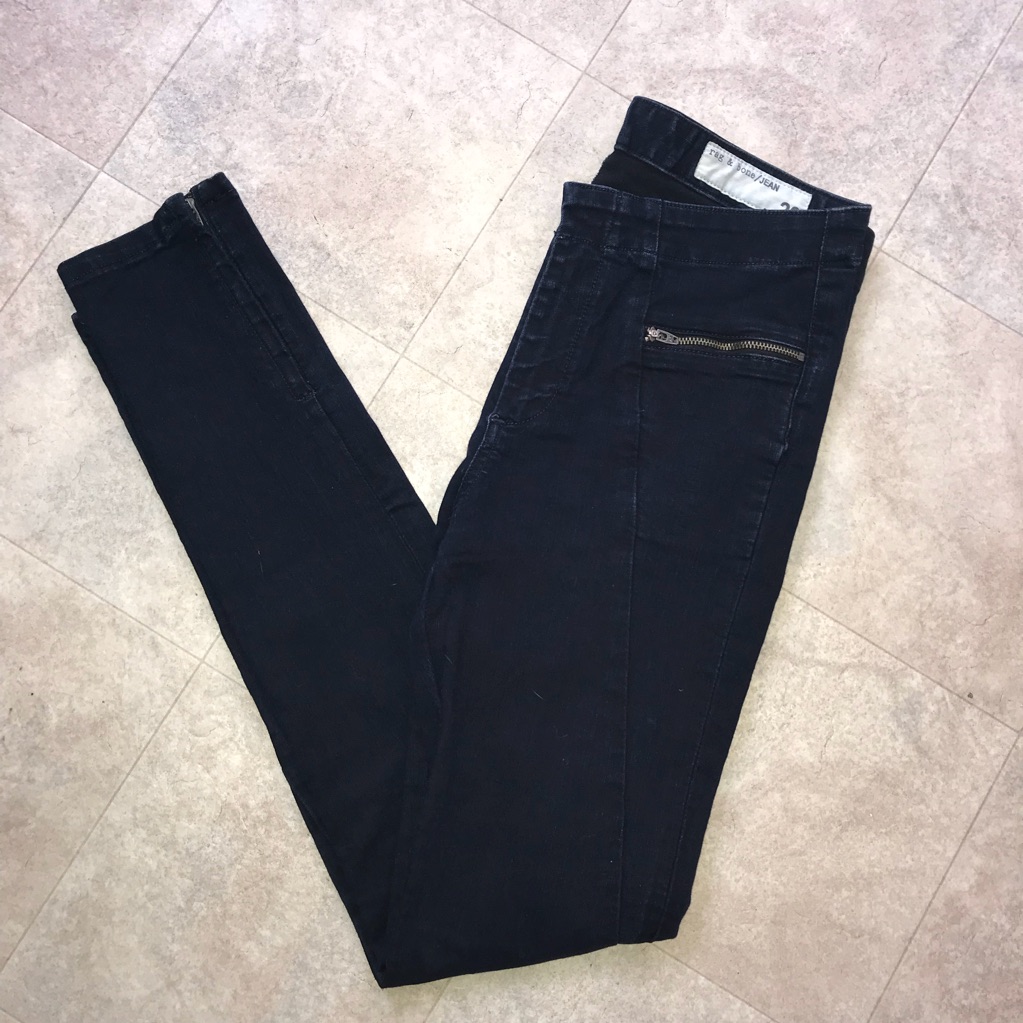 Rag & Bone Dark Blue Zipper Skinny Jeans Legging